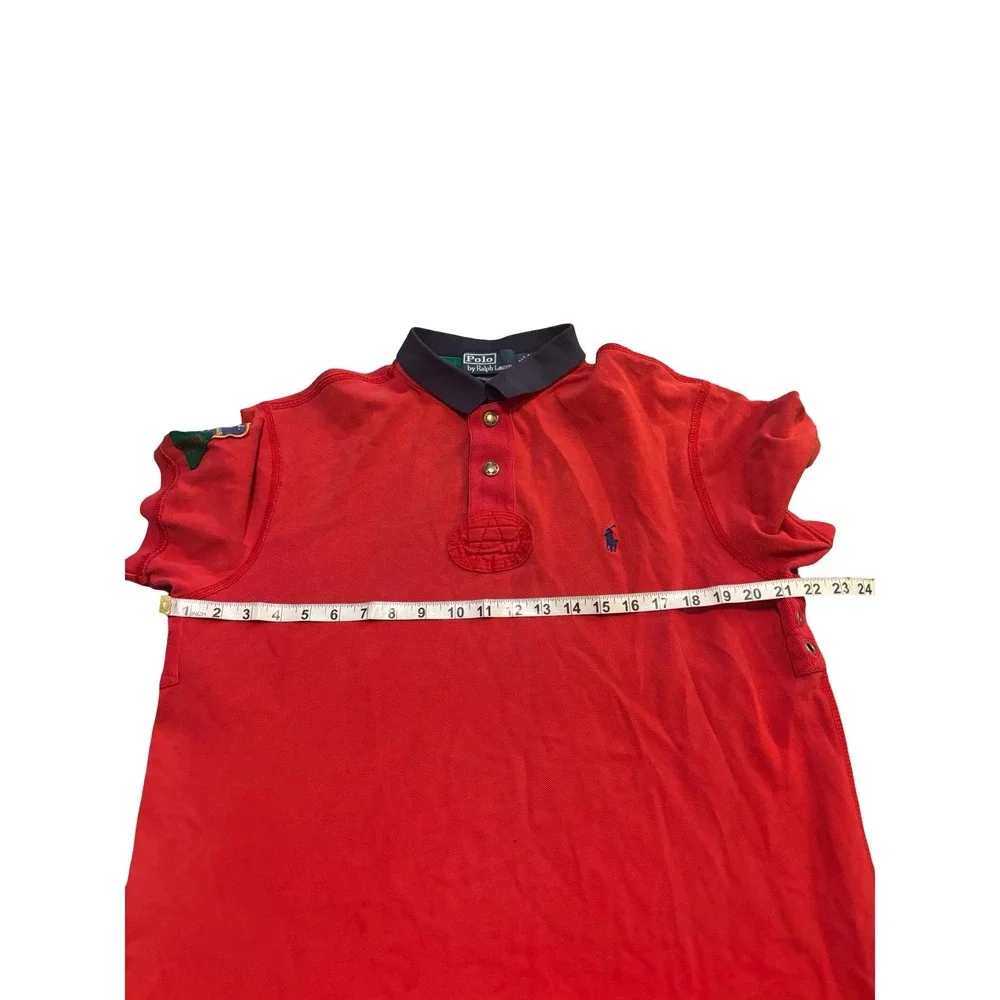 Polo Ralph Lauren Mens Red Polo Shirt Indian Canoe Kayak Club Patch Large